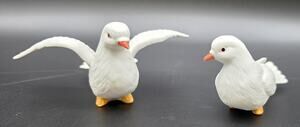 Vintage Homco Porcelain White Doves Pair Figurines #8856 Taiwan Love Birds Set